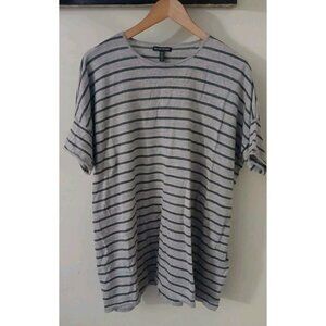 Eileen Fisher 100% Merino Wool Tunic Sweater Size Medium Gray Stripe S/S